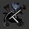Modern Baby Strollers Display With Black Dark Blue And Light Blue Designs