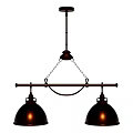 Modern Industrial Two Light Chandelier With Black Shades Metal Frame And Chain