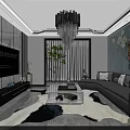 Modern Light Luxury Integrated Living And Dining Room With Elegant Furniture And Comfortable Interior Design