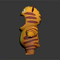 Cute Cartoon Tiger Game And Movie Character With Open Mouth Red Stripes And Yellow Body