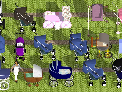 Modern stroller stroller combination 3d model