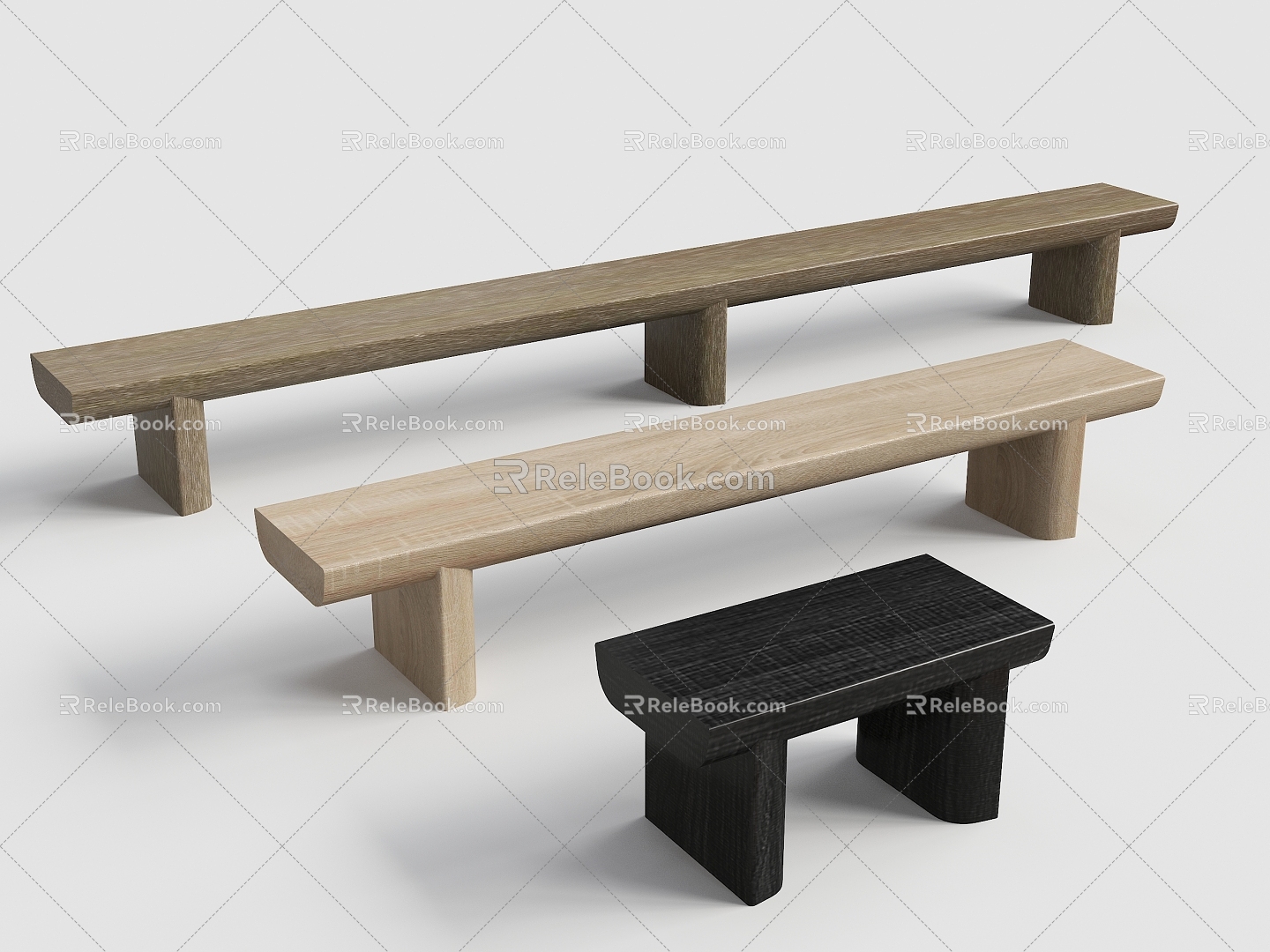 Modern Stool Solid Wood Bench Small Bench Solid Wood Side Stool Bed End Stool 3d model