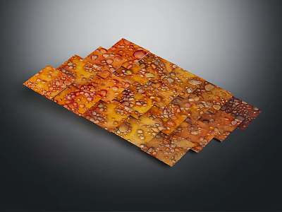 Natural Wooden Stone Panels With Orange Yellow Patterns Irregular Spots And Natural Texture 3d model