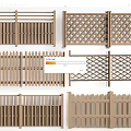 Wooden Railings With Various Designs Including Slatted Lattice And Spiked Tops For Outdoor Decoration