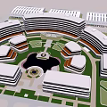 Modern Office Building Complex With Circular Layout And Central Courtyard Green Space 3d model