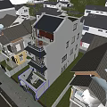 Stylish Two Story Detached Villa With White Exterior Balcony Flowers Arched Entrance And Green Trees