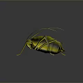 Yellow Insect With Long Antennae And Shiny Surface On Dark Background 3d model