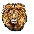Detailed Lion Head Illustration With Golden Brown Fur And White Background