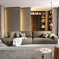 Modern Living Room With Asymmetric Leather Sofa Pillows And Throw Blanket