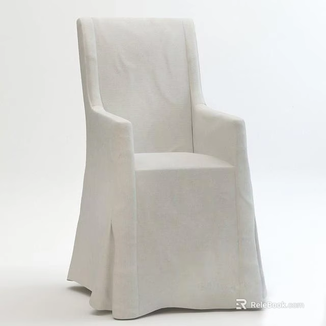 White Linen Slipcover Dining Chair With Elegant Modern Design And Comfortable Seat 3d model 