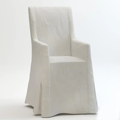 White Linen Slipcover Dining Chair With Elegant Modern Design And Comfortable Seat 3d model