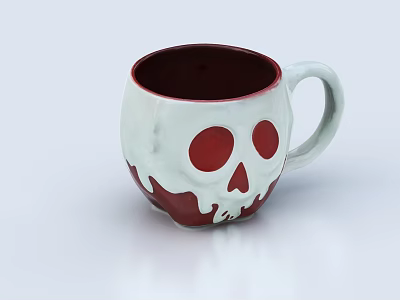 White Skull Design Mug With Red Eyes Red Interior And Dripping Red Details 3d model
