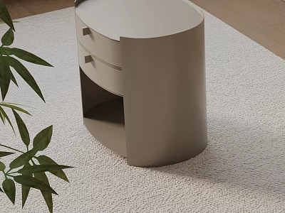 Sleek Modern Bedside Table With Two Drawers And Light Beige Finish 3d model
