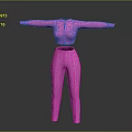 Pink Fitted Outfit With Cropped Top And High Waist Pants For Casual Wear