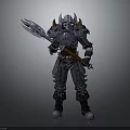 Armored Warrior Character In Spiked Plate Armor With Battle Axe And Detailed Design