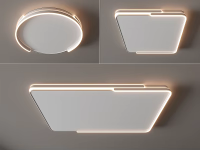 Modern Round And Square Ceiling Lights With Soft Light Emission 3d model