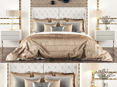 Light Luxury Background Double Bed Double Bed 3d model