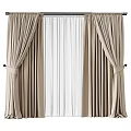 Beige Curtains With Sheer Panels And Tiebacks For Modern Room Decoration