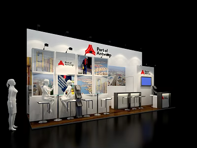 Liquor and Tobacco Store Interior With Product Display Counters TV Screen And Exhibition Stand 3d model