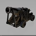 Ancient Cannon With Wooden Carriage Metal Barrel And Iron Wheels
