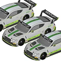 Bentley Race Car With White Body Green Accents And Aerodynamic Rear Spoiler