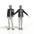 Elderly Men In Dark Jackets Light Pants And Brown Shoes Gesturing With Extended Arms