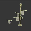 Gold Floor Standing Towel Rack With Multiple Bars Hanging Towels And Small Holder