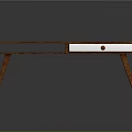 Modern Wooden Coffee Table With Slender Legs And Silver Drawer Smooth Surface