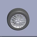 Car Wheel With Silver Alloy Rim And Tread Pattern Design For Automotive Use