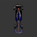 Blue Formula 1 Race Car With Gold Patterns And Italian Flag Details