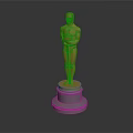 Golden Oscar Trophy With White Base As Home Living Decorative Ornament