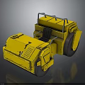 Yellow Road Roller With Metal Frame Black Seat And Large Wheels