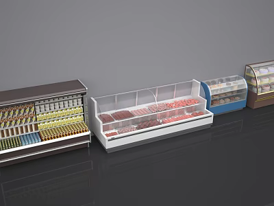 Commercial Display Freezers With Transparent Glass Doors For Meat And Retail Food Storage 3d model