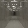 Spacious Marble Corridor With Ceiling Lights And Smooth Floor Leading To Door