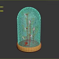 Transparent Glass Dome Display With Golden Metal Structures On Golden Base Featuring Logo Design