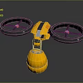 Yellow Space Probe With Dual Rotors And Spherical Body For Planetary Exploration