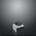 Minimalist White Cube Base With Black Circular Plate And Incense Stick Smoking