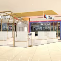 Feiyue Specialty Store In Mall With Red Blue Facade Glass Doors And White Display Shelves