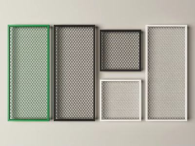 Grid Partition Designs With Green Black White Frames And Various Sizes 3d model