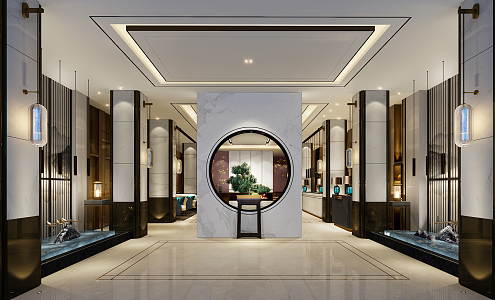 New Chinese Hall Hotel Lobby 3d model