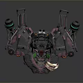 Futuristic Game Cinematic Female Character With Blue Outfit And Giant Mech Suit