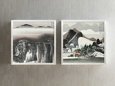 New Chinese Landscape Painting Black and White Living Room Water Landscape Decoration Painting model