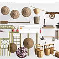Traditional Handmade Bamboo And Wooden Crafts With Baskets Hats And Furniture