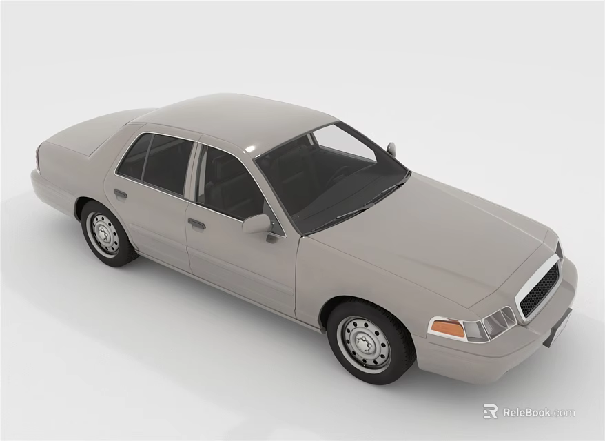 Gray Classic Sedan Four Door Exterior With Simple Wheel Rims Design 3d model 