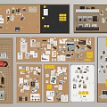 Various Neatly Arranged Hangings On Corkboards And Pegboards With Photos Notes Objects