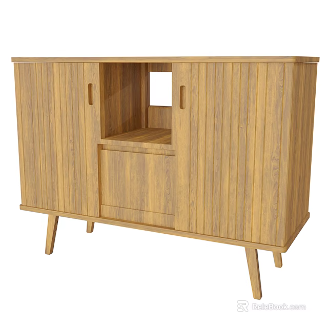 Wooden Entryway Cabinet Sideboard with Functional Storage and Modern Leg Design Structure 3d model 