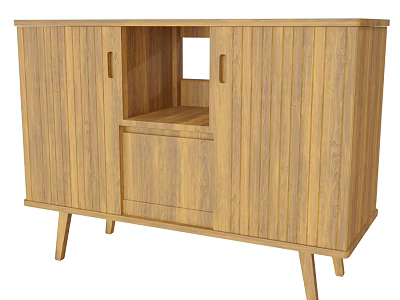 Wooden Entryway Cabinet Sideboard with Functional Storage and Modern Leg Design Structure 3d model
