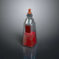 Transparent Glass Bottle With Red Liquid And Orange Cap For Daily Household Use