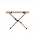 Portable Wooden Folding Table With Slat Top And Foldable Metal Legs For Outdoor Use