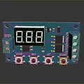Green Circuit Board Digital Control Module With 888 Display Blue Terminals And Buttons 3d model